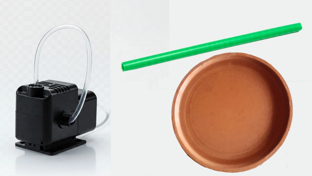 Badeschale - Aquariumspumpe - Plastikschlauch